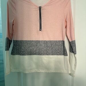 Pink and Gray Colorblock Top with Zipper